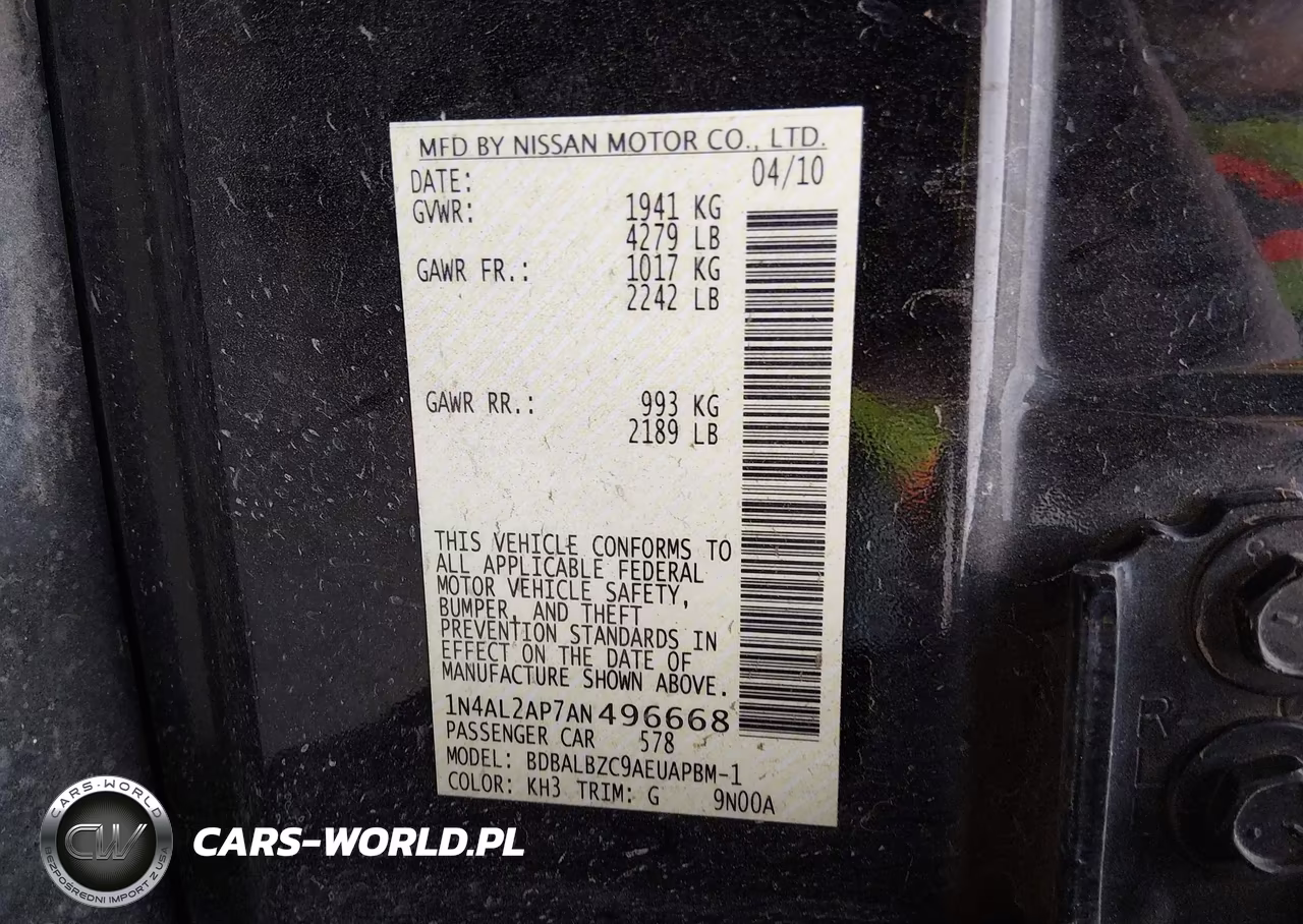 2010 Nissan Altima 2.5 S VIN:1N4AL2AP7AN496668 - 9