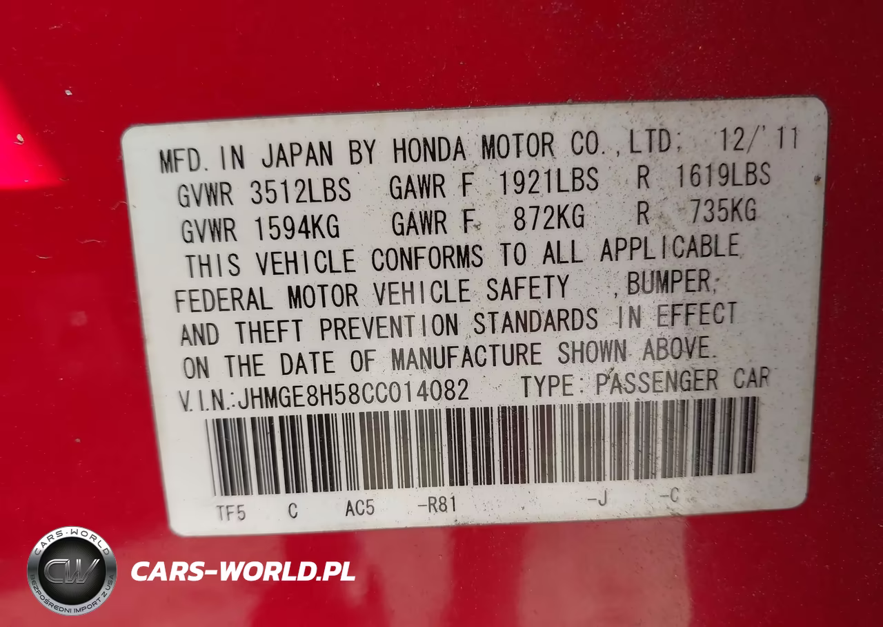 2012 Honda Fit Sport VIN:JHMGE8H58CC014082 - 9