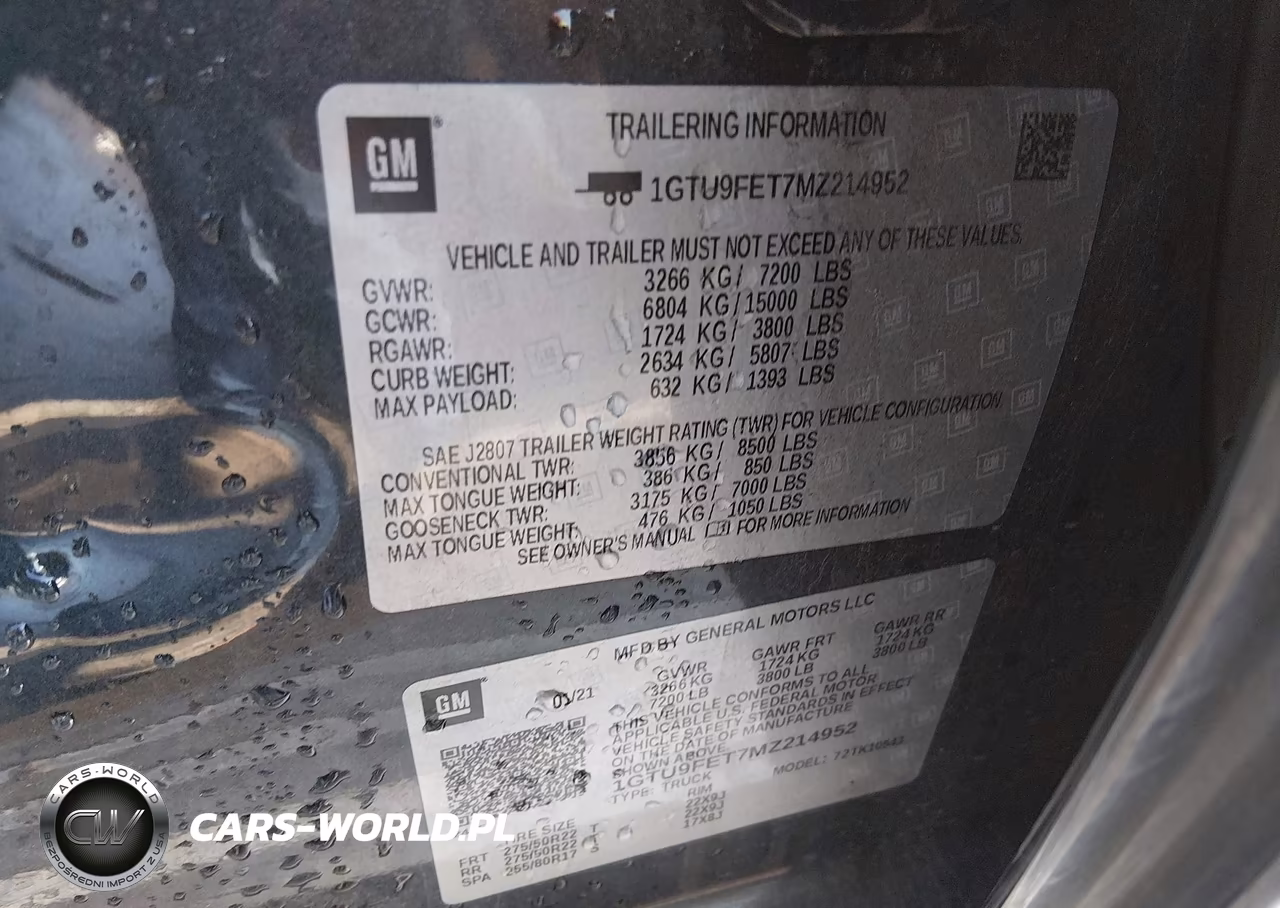 2021 GMC Sierra 1500 VIN:1GTU9FET7MZ214952 - 9