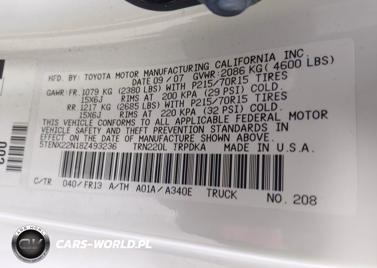 2008 Toyota Tacoma VIN:5TENX22N18Z493236 - 9