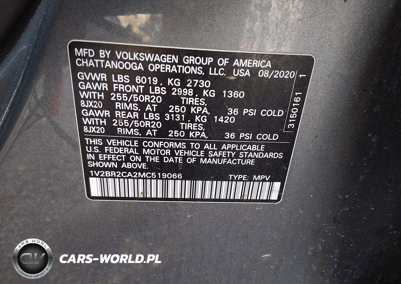 2021 Volkswagen Atlas 3.6L V6 Sel VIN:1V2BR2CA2MC519066 - 9