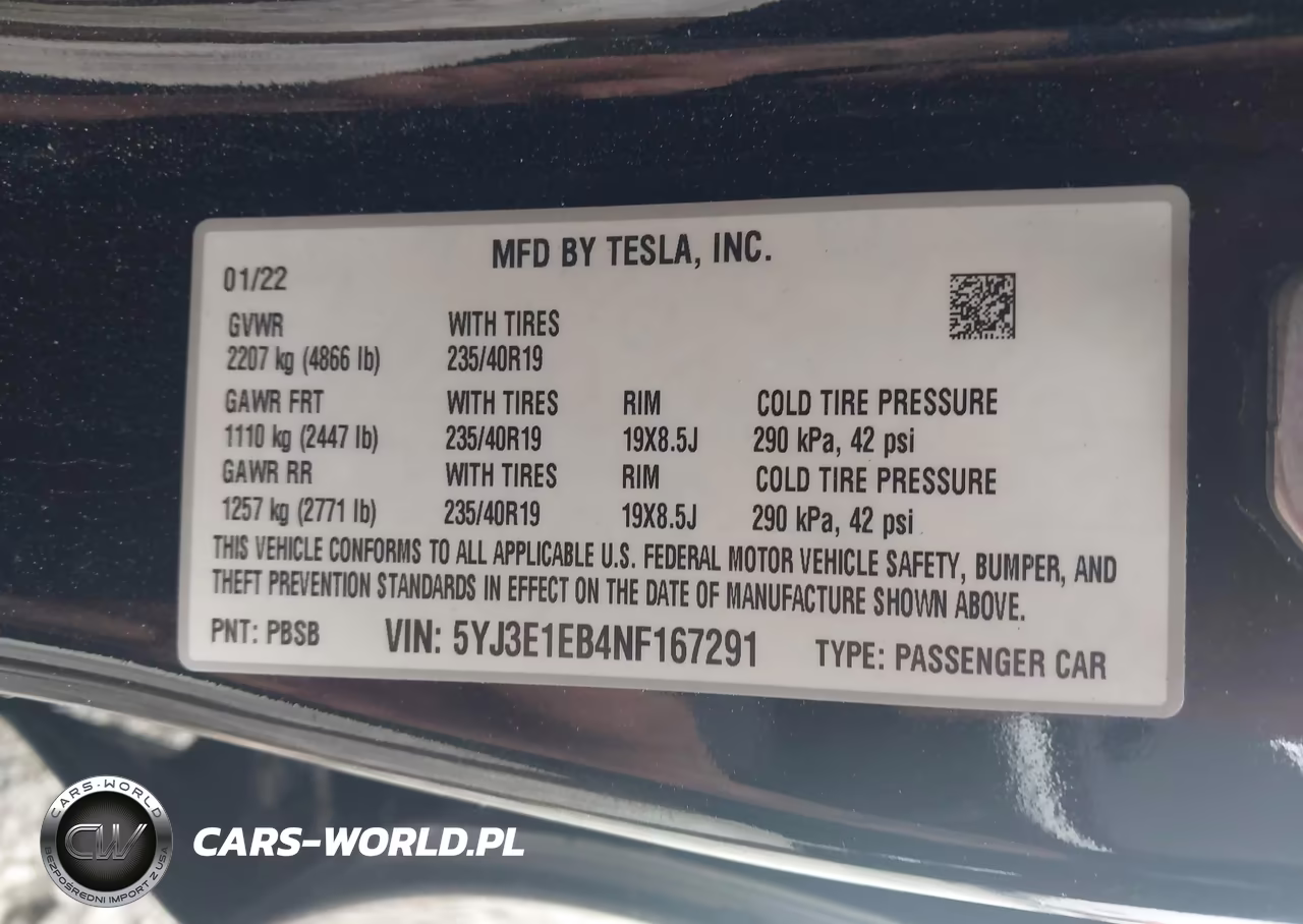 2022 Tesla Model 3 Long Range Dual Motor All-Wheel Drive VIN:5YJ3E1EB4NF167291 - 8