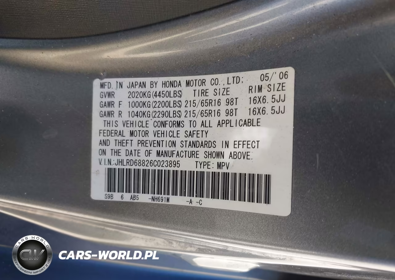 2006 Honda Cr-V Ex VIN:JHLRD68826C023895 - 9