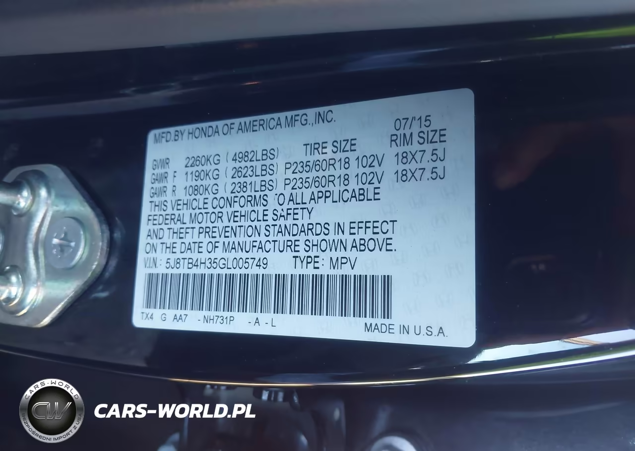 2016 Acura Rdx Acurawatch Plus Package VIN:5J8TB4H35GL005749 - 9