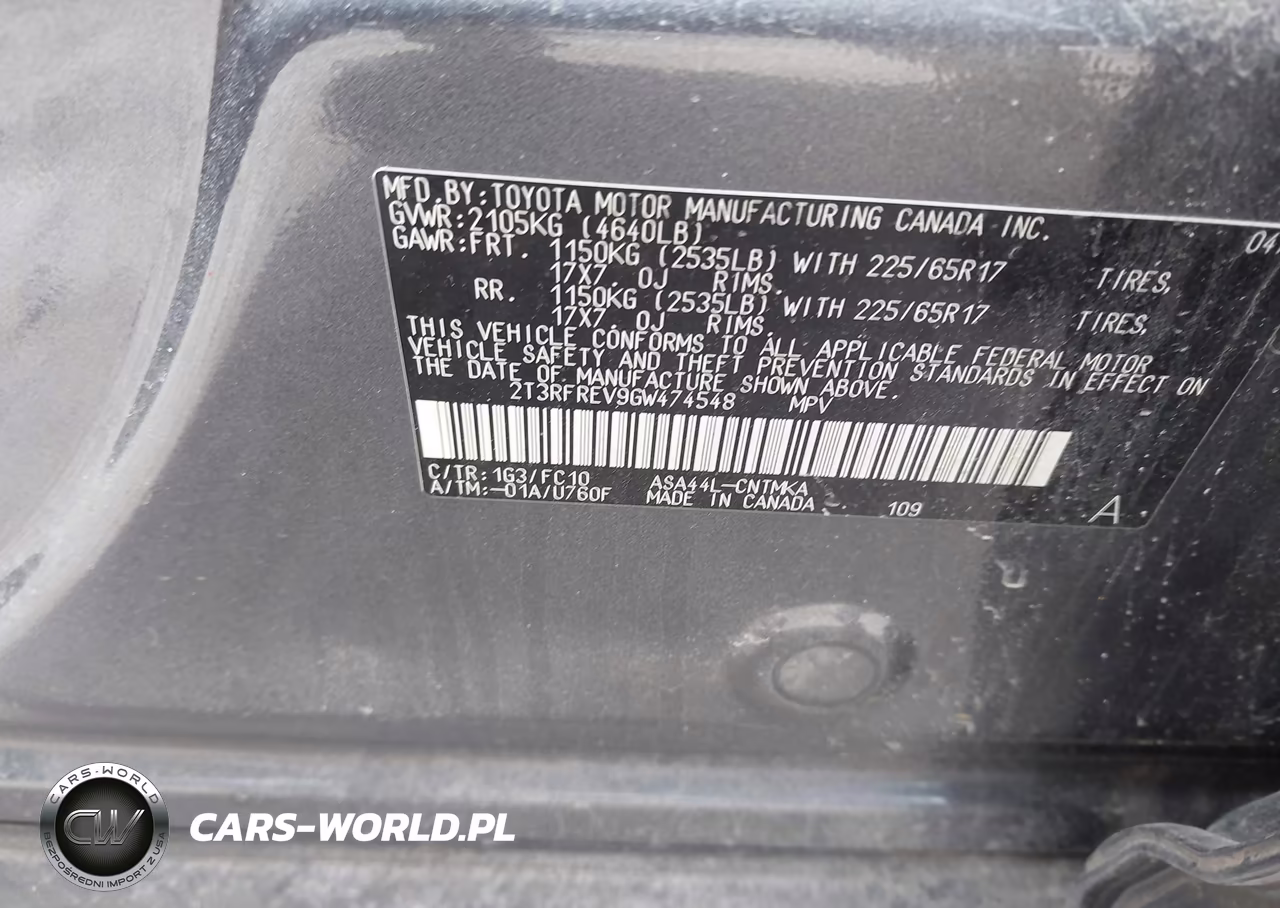 2016 Toyota Rav4 Xle VIN:2T3RFREV9GW474548 - 9