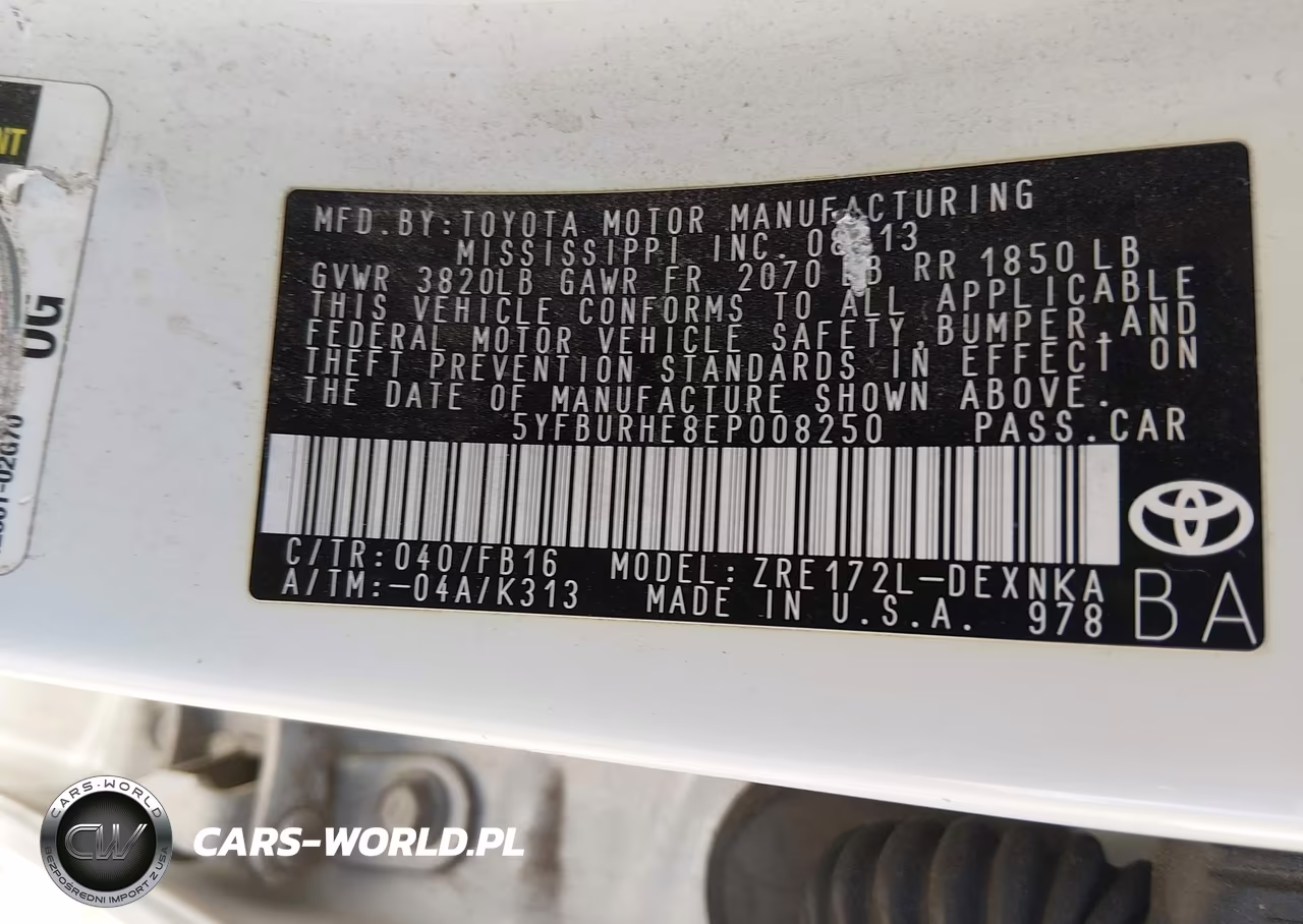 2014 Toyota Corolla Le Plus VIN:5YFBURHE8EP008250 - 9