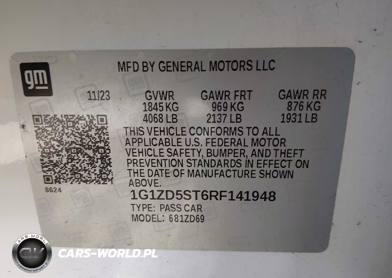 2024 Chevrolet Malibu Fwd 1Lt VIN:1G1ZD5ST6RF141948 - 9