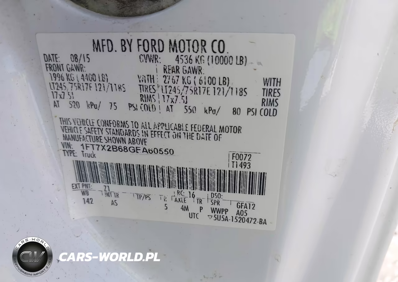 2016 Ford F-250 Xl VIN:1FT7X2B68GEA60550 - 9