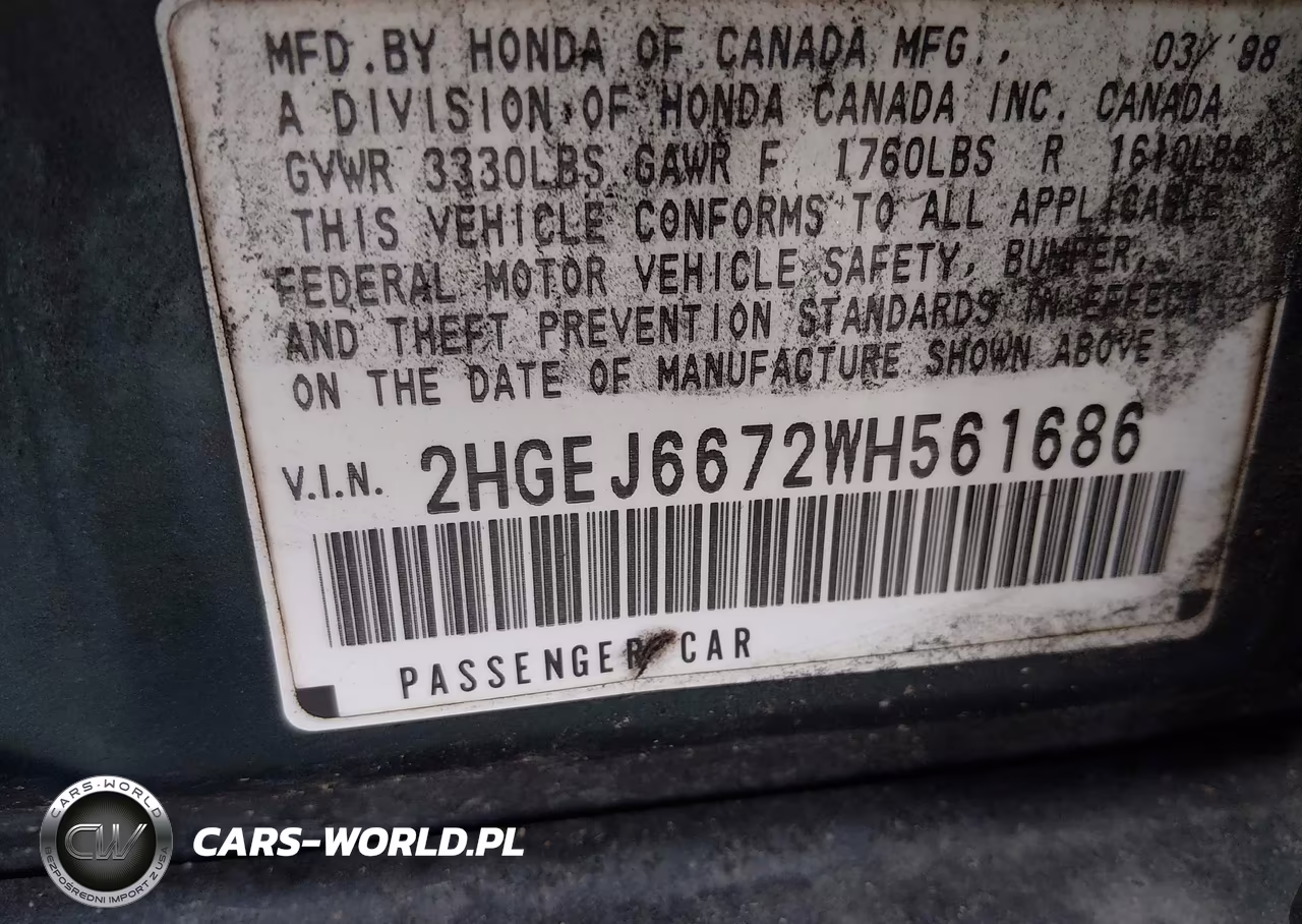 1998 Honda Civic Lx VIN:2HGEJ6672WH561686 - 9