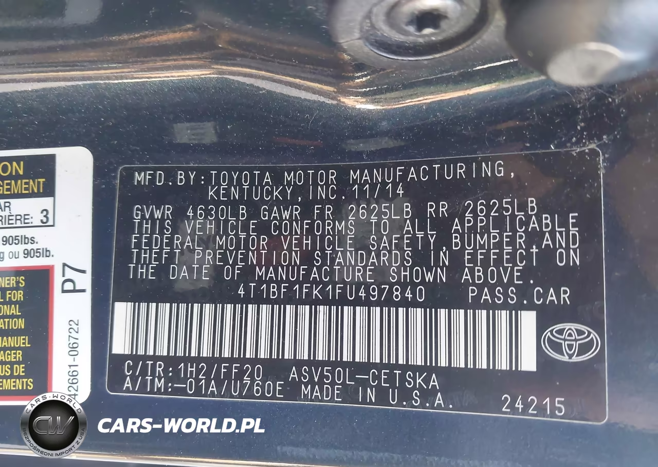 2015 Toyota Camry Se VIN:4T1BF1FK1FU497840 - 9