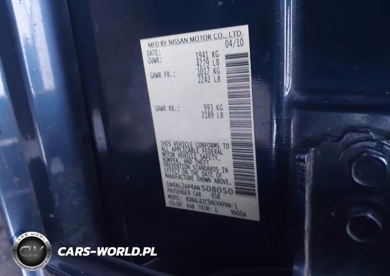 2010 Nissan Altima 2.5 S VIN:1N4AL2AP4AN508050 - 9