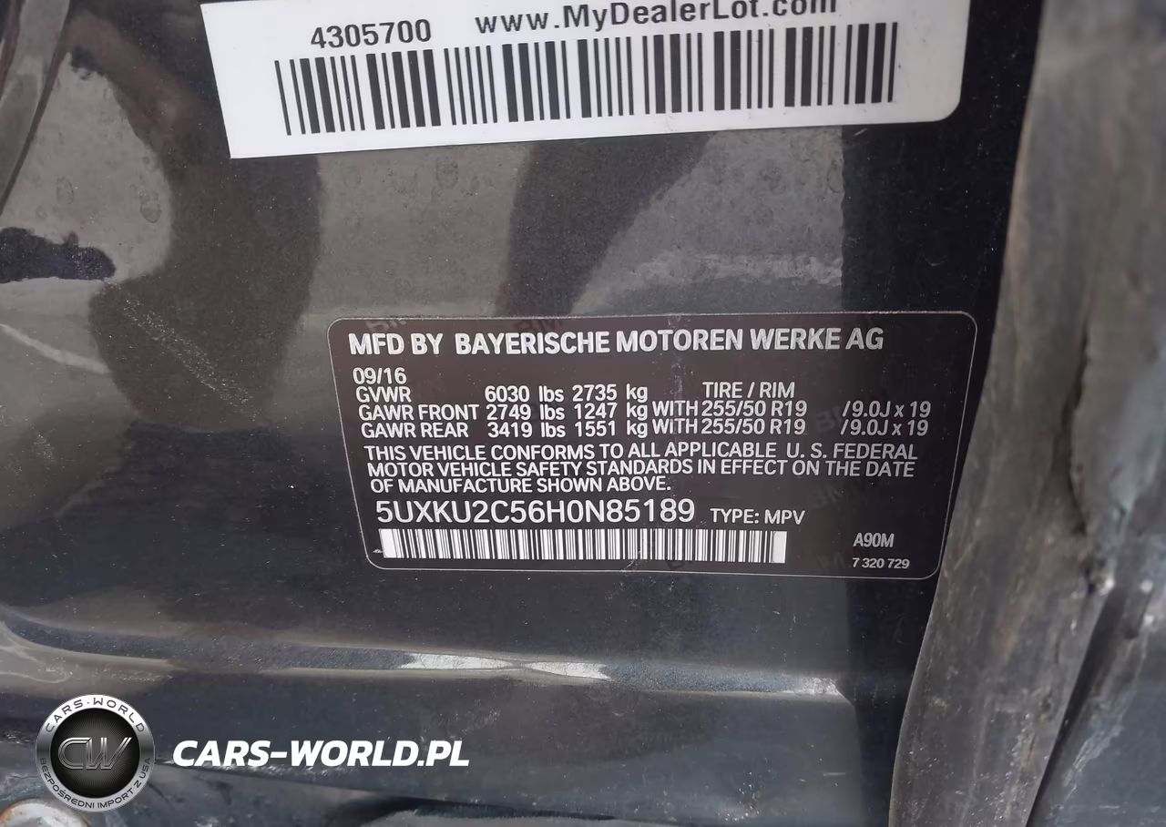 2017 BMW X6 xDrive35I VIN:5UXKU2C56H0N85189 - 9