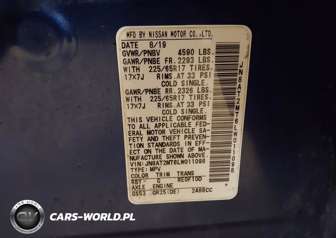 2020 Nissan Rogue S Fwd VIN:JN8AT2MT6LW011098 - 9