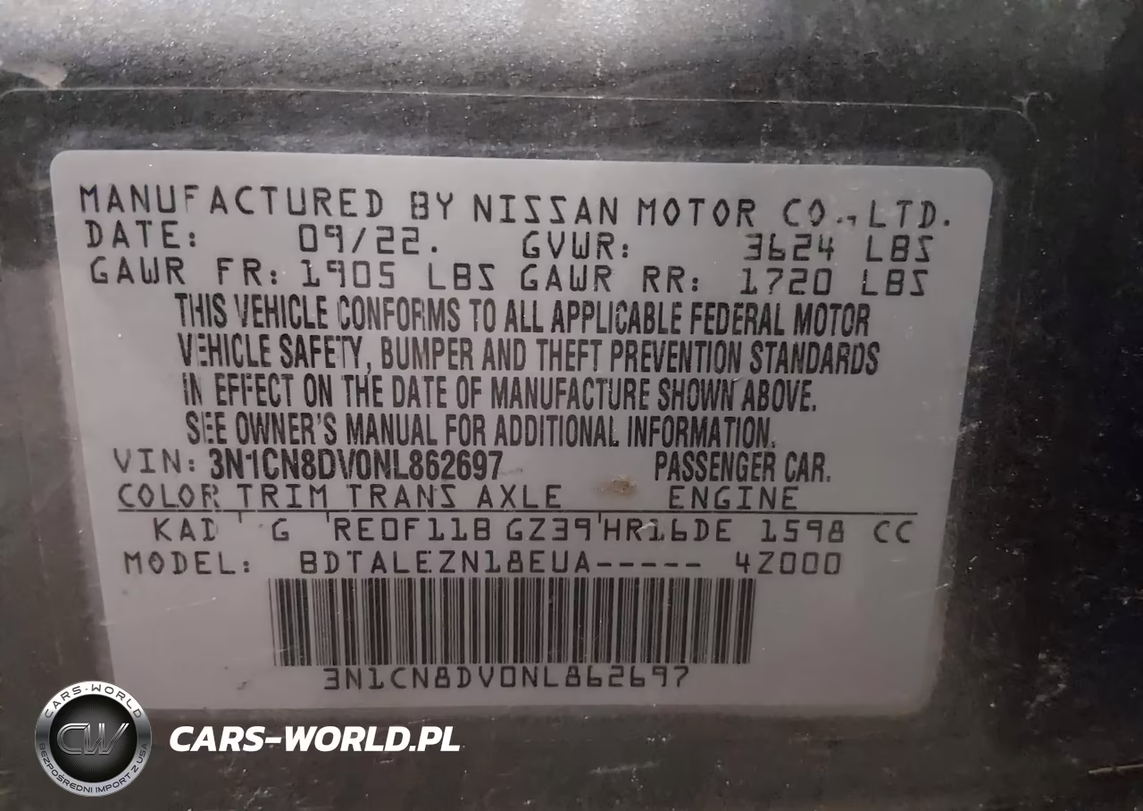 2022 Nissan Versa 1.6 S Xtronic Cvt VIN:3N1CN8DV0NL862697 - 9