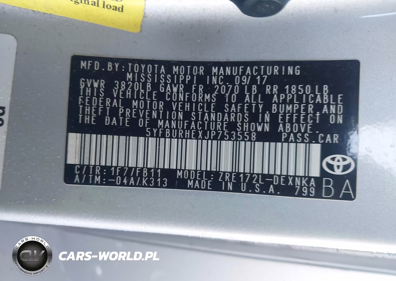 2018 Toyota Corolla Le VIN:5YFBURHEXJP753558 - 9