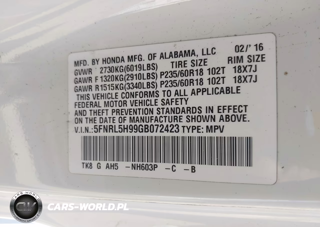 2016 Honda Odyssey Touring-Touring Elite VIN:5FNRL5H99GB072423 - 9