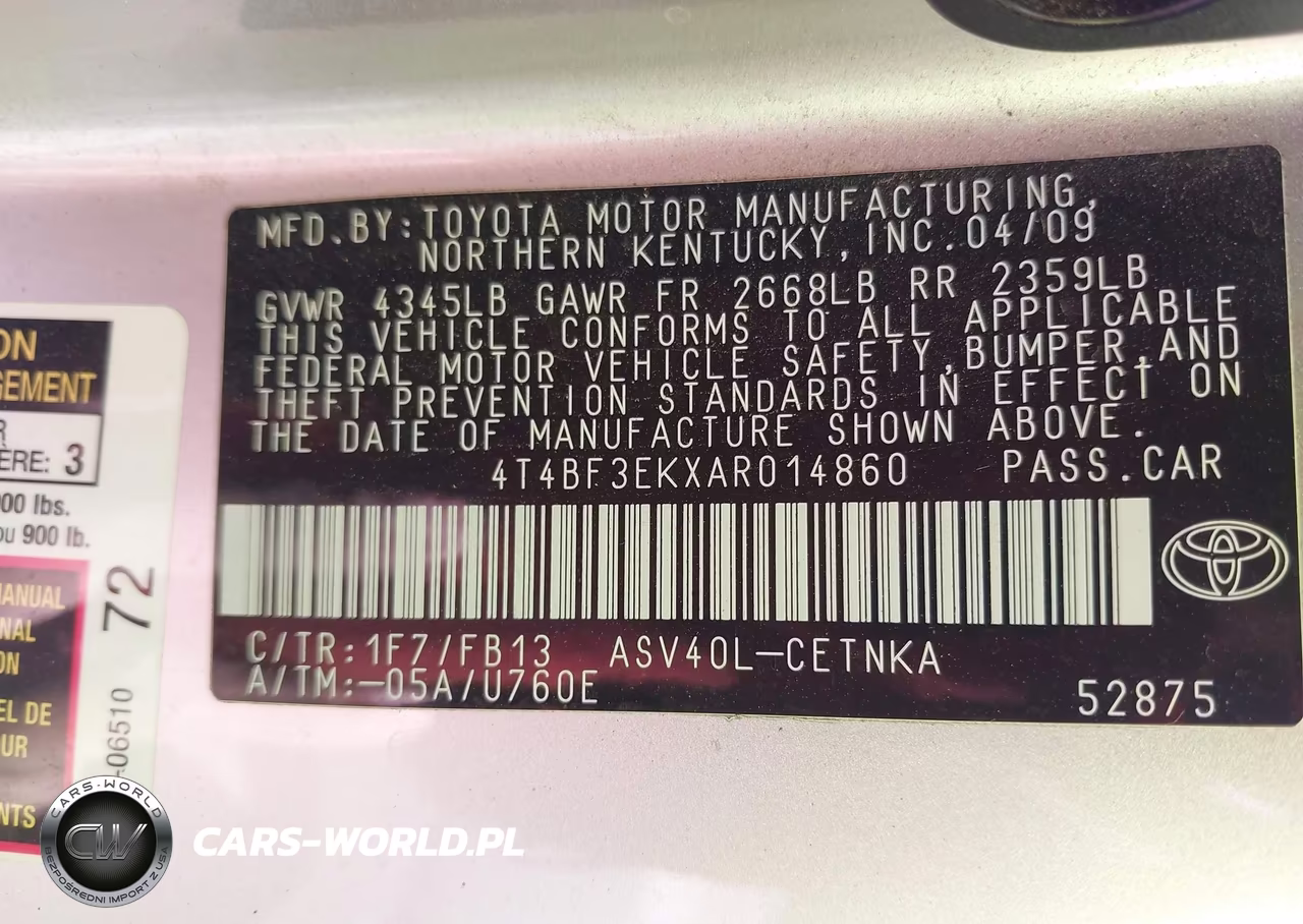 2010 Toyota Camry Le VIN:4T4BF3EKXAR014860 - 9