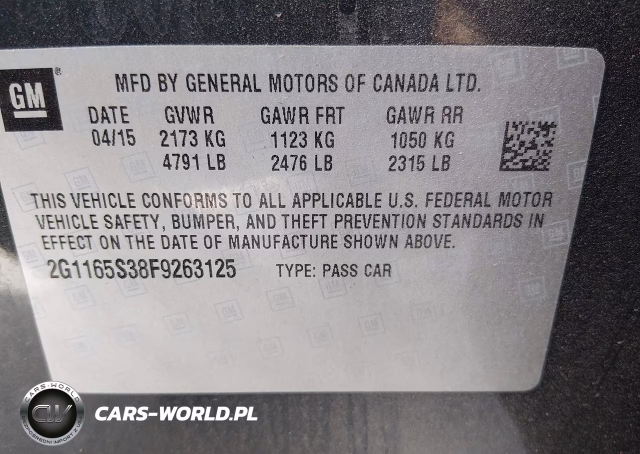 2015 Chevrolet Impala 2Lz VIN:2G1165S38F9263125 - 9
