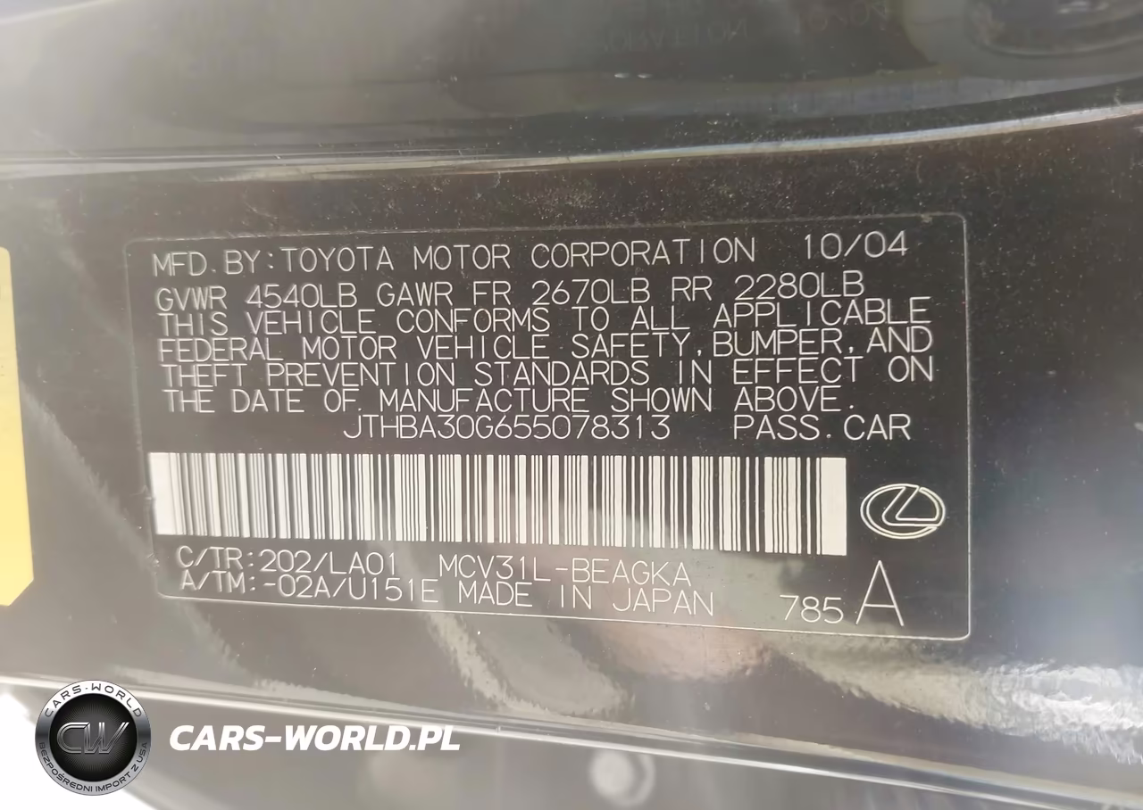 2005 Lexus Es 330 VIN:JTHBA30G655078313 - 9