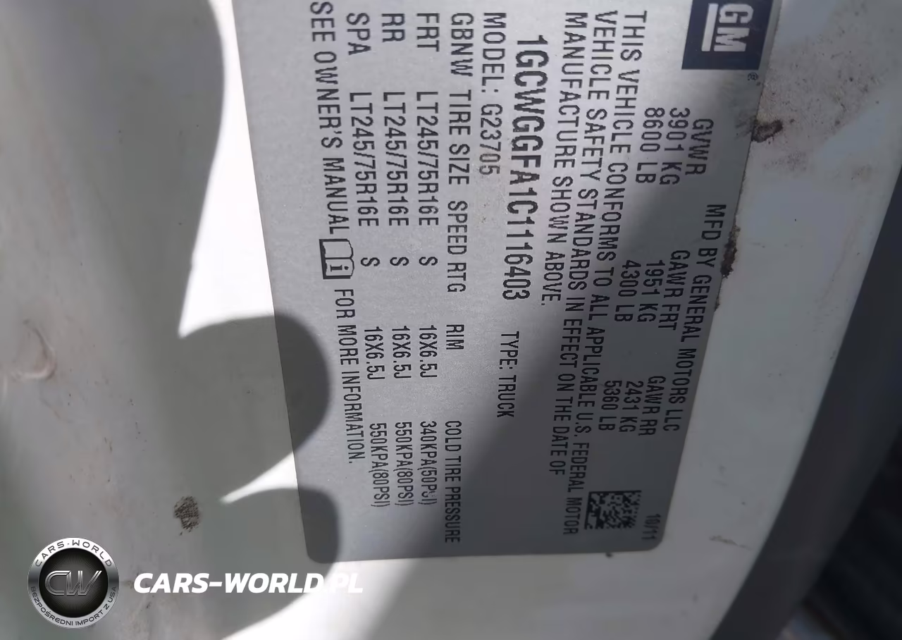 2012 Chevrolet Express 2500 Work Van VIN:1GCWGGFA1C1116403 - 9
