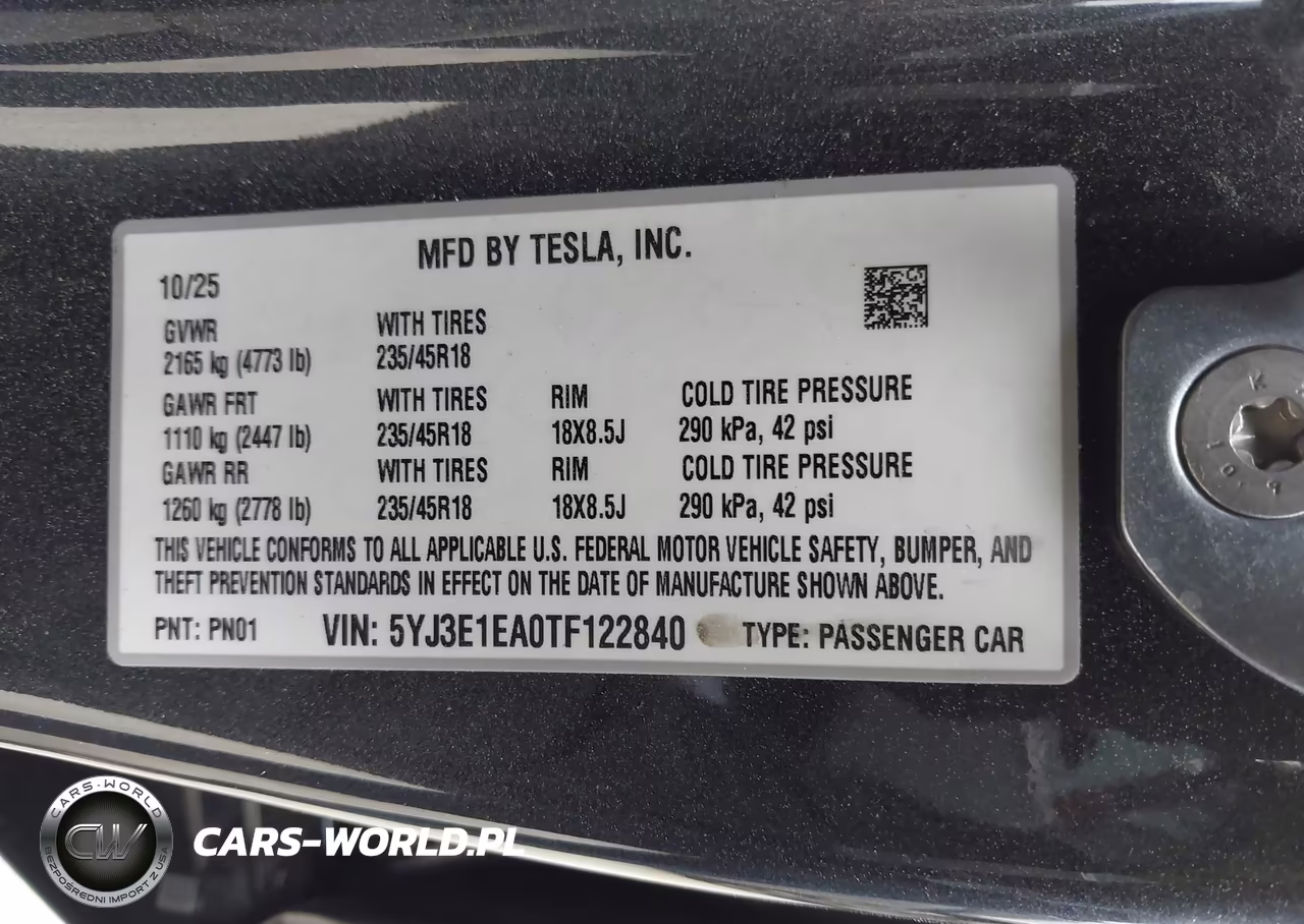 2026 Tesla Model 3 Premium Rear-Wheel Drive-Standard Rear-Wheel Drive VIN:5YJ3E1EA0TF122840 - 9