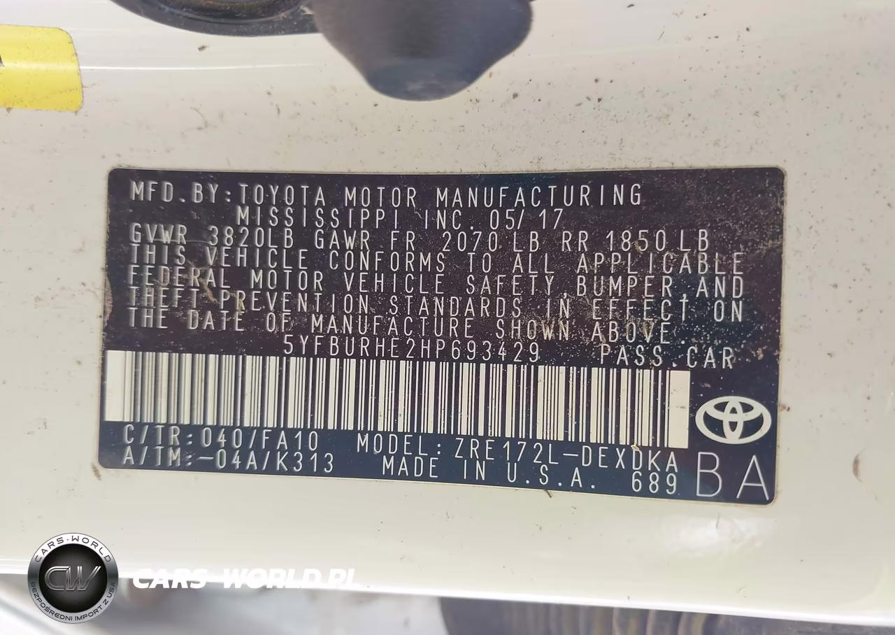 2017 Toyota Corolla L VIN:5YFBURHE2HP693429 - 9