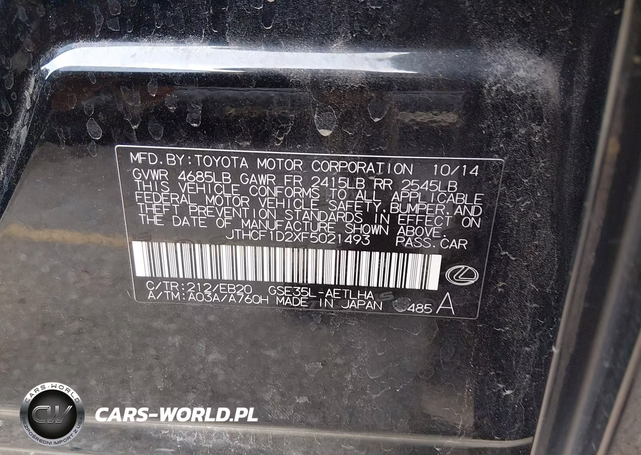 2015 Lexus Is 250 VIN:JTHCF1D2XF5021493 - 9