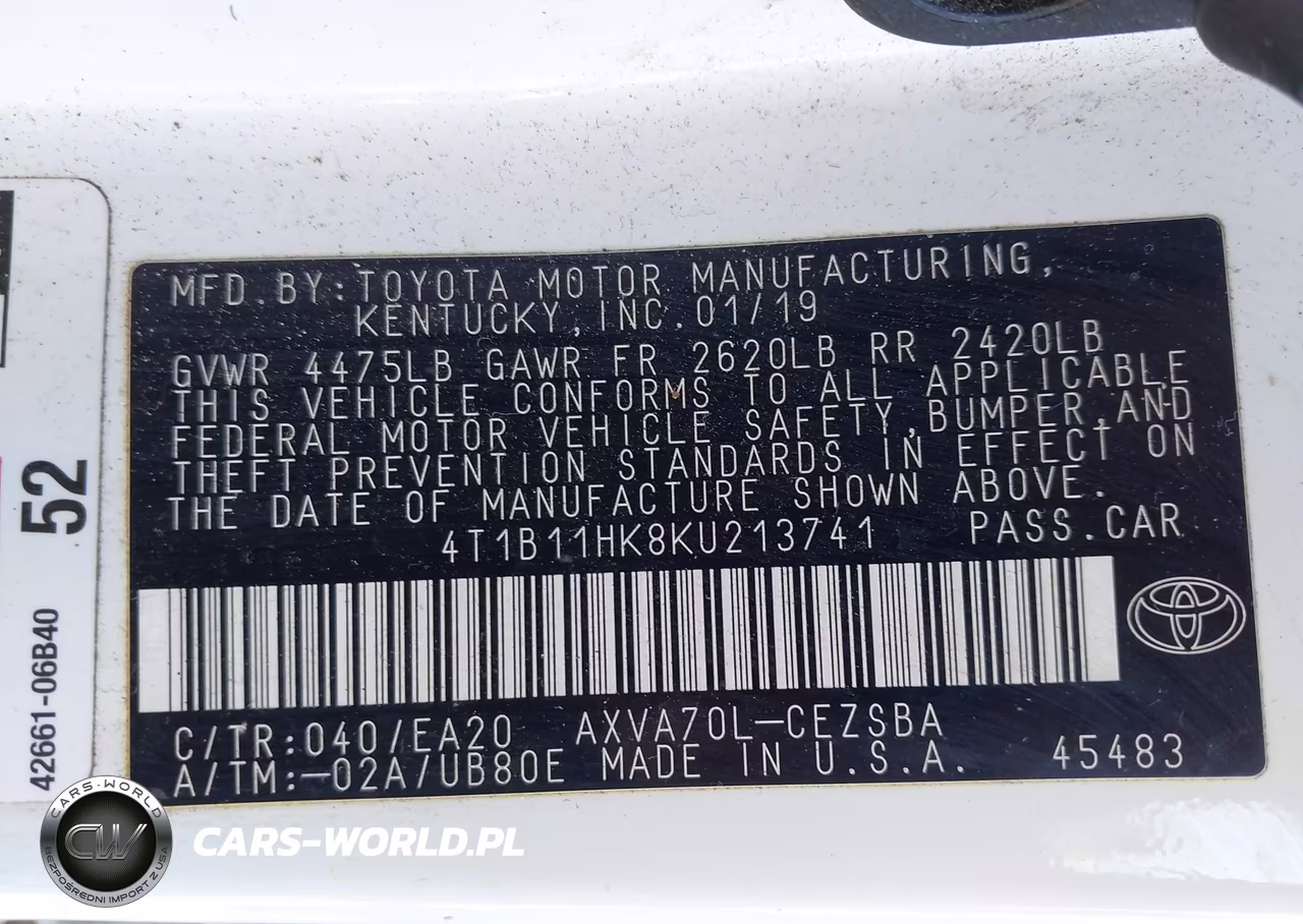 2019 Toyota Camry Se VIN:4T1B11HK8KU213741 - 9