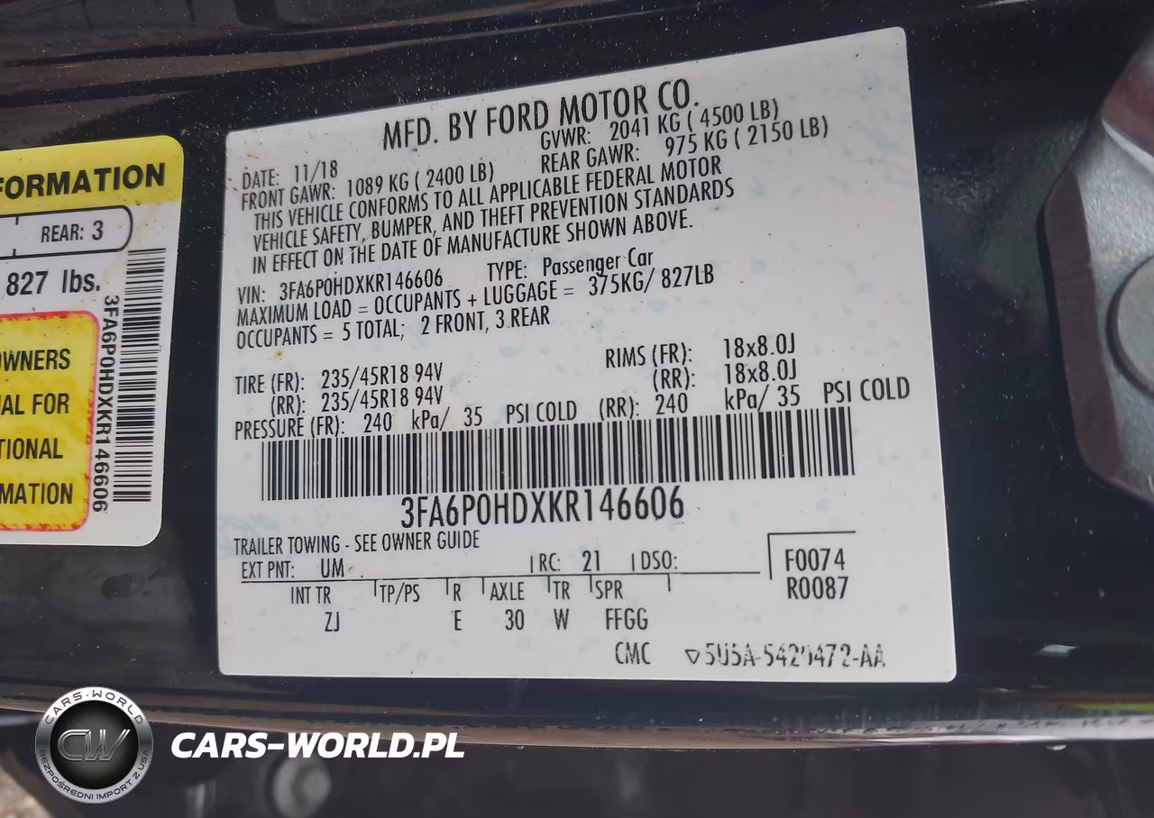 2019 Ford Fusion Se VIN:3FA6P0HDXKR146606 - 9