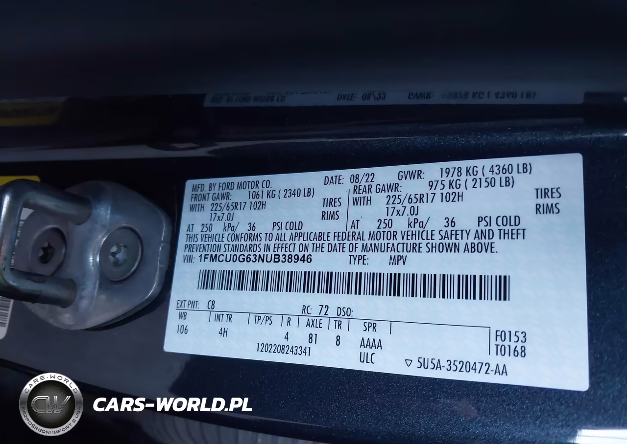 2022 Ford Escape Se VIN:1FMCU0G63NUB38946 - 9