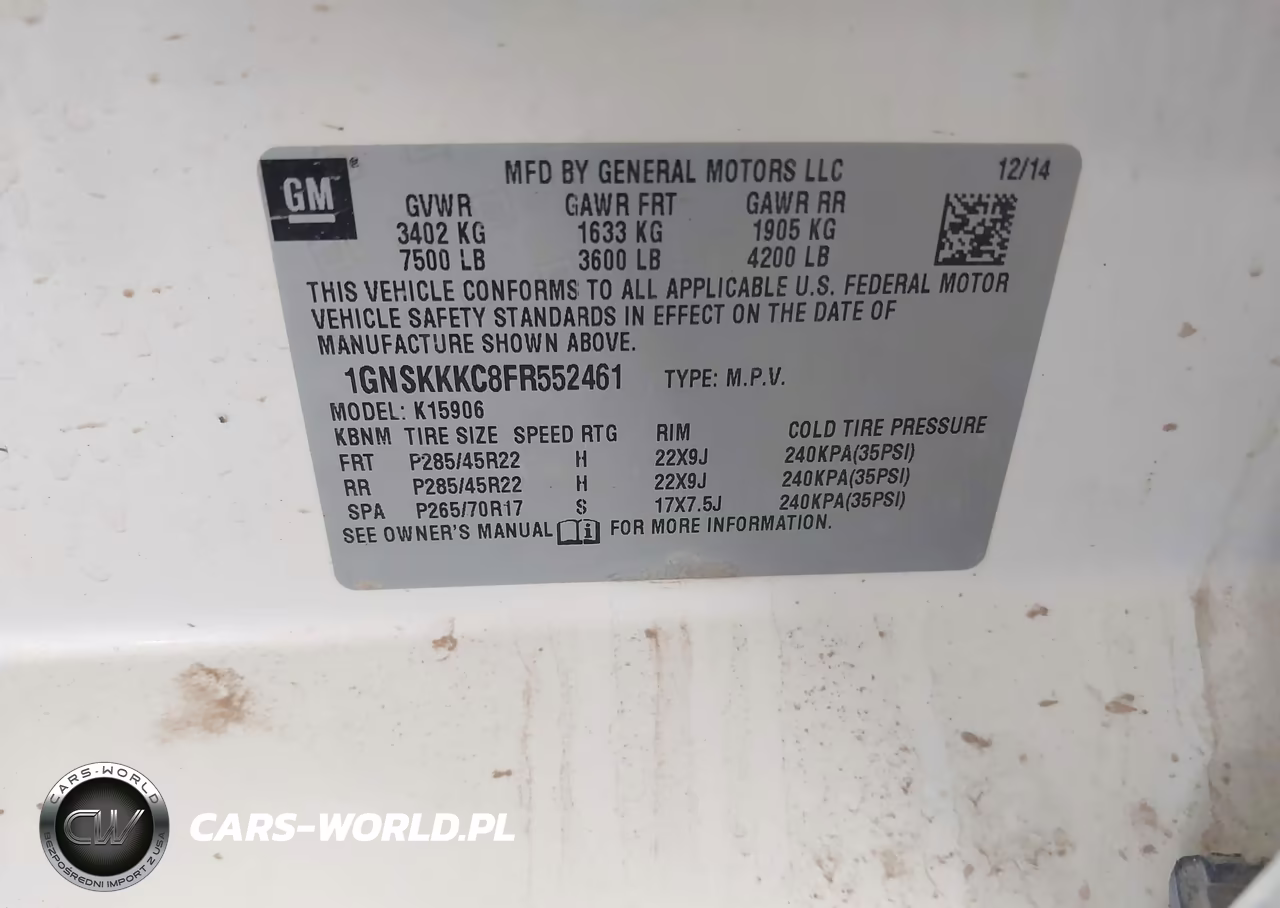 2015 Chevrolet Suburban 1500 Ltz VIN:1GNSKKKC8FR552461 - 9