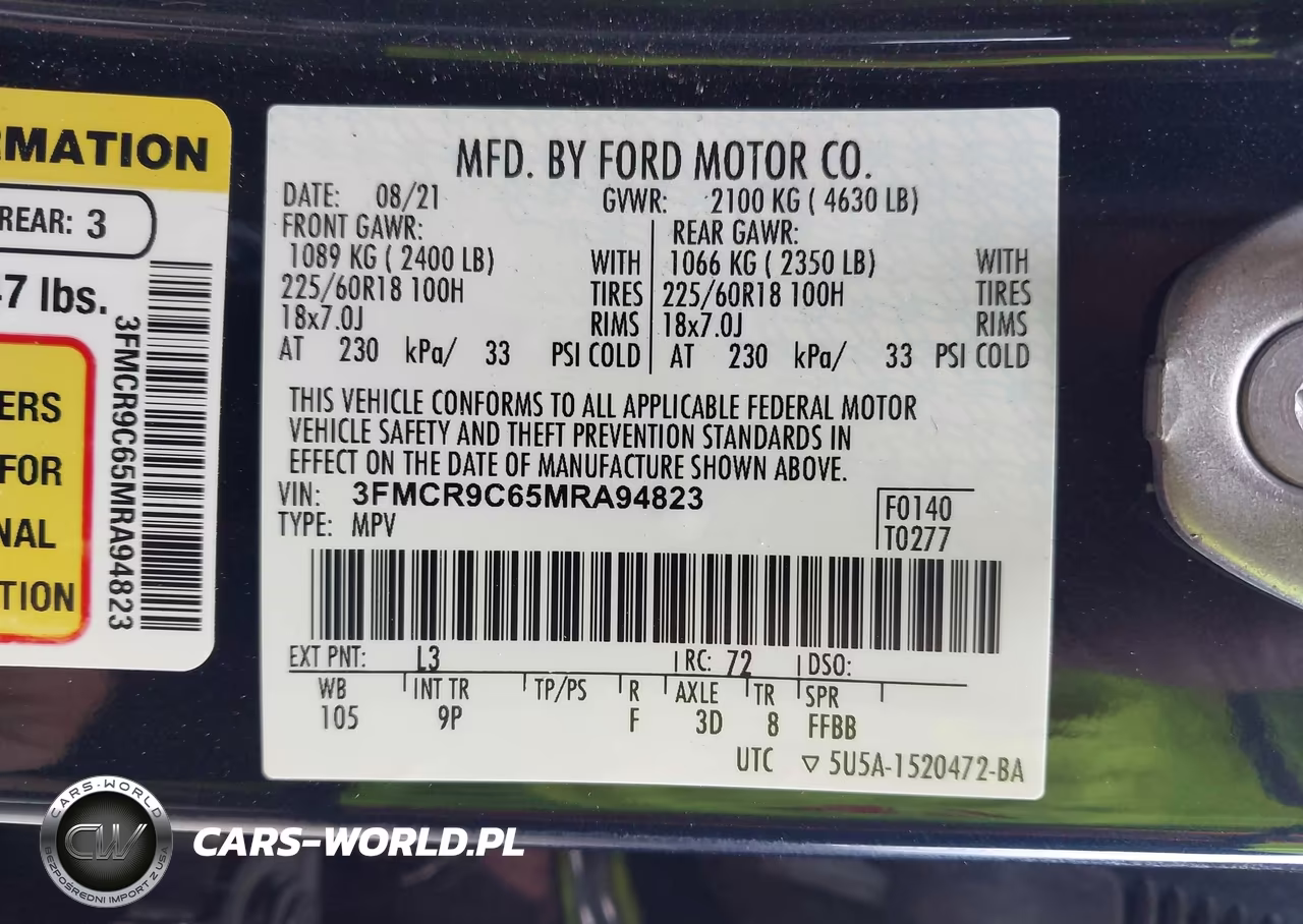 2021 Ford Bronco Sport Outer Banks VIN:3FMCR9C65MRA94823 - 9
