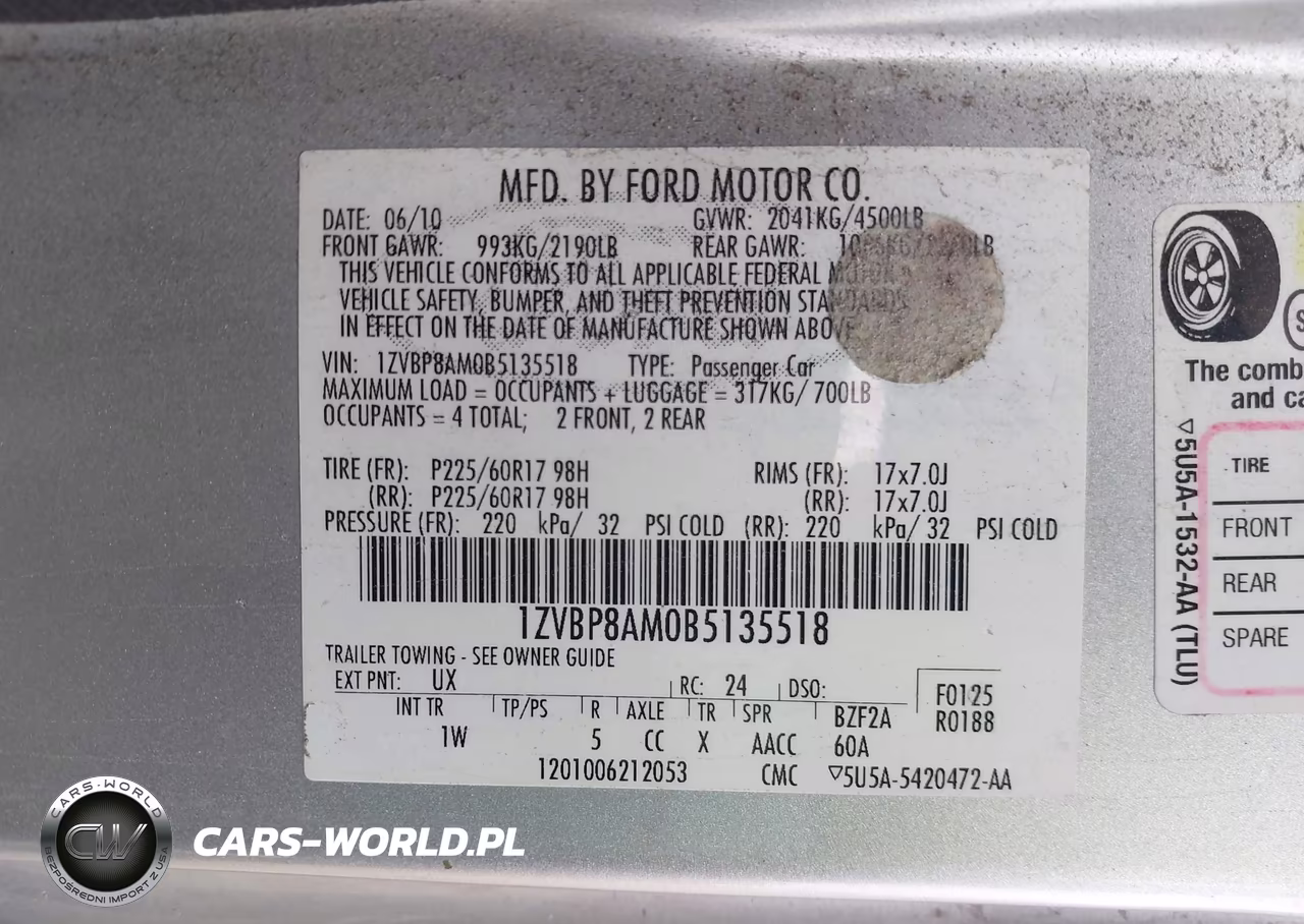 2011 Ford Mustang V6-V6 Premium VIN:1ZVBP8AM0B5135518 - 9
