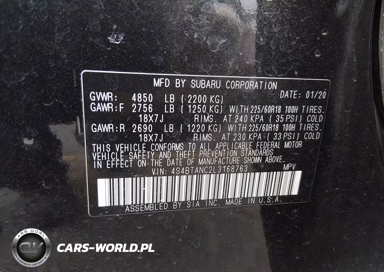 2020 Subaru Outback Limited VIN:4S4BTANC2L3168763 - 9