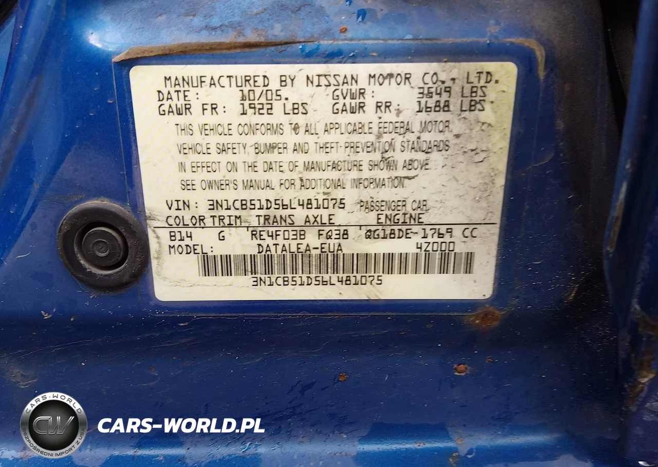 2006 Nissan Sentra 1.8S VIN:3N1CB51D56L481075 - 9