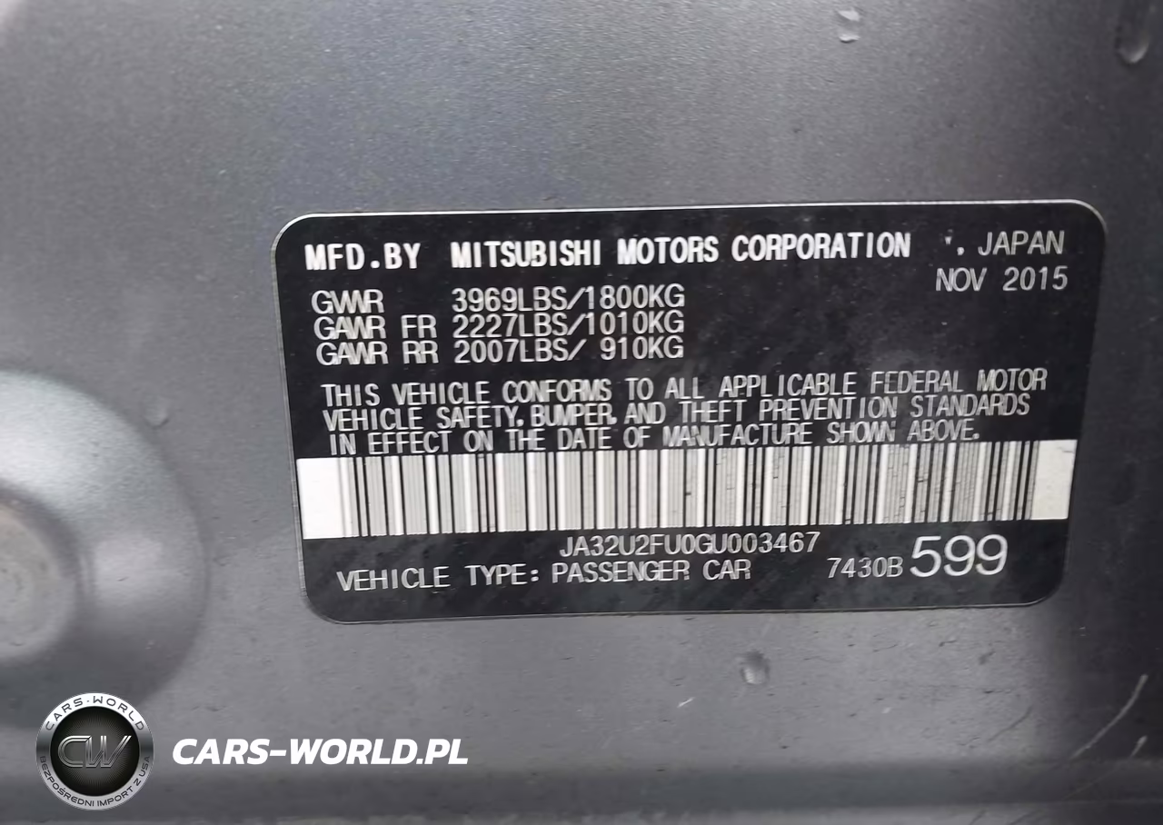 2016 Mitsubishi Lancer Es VIN:JA32U2FU0GU003467 - 9