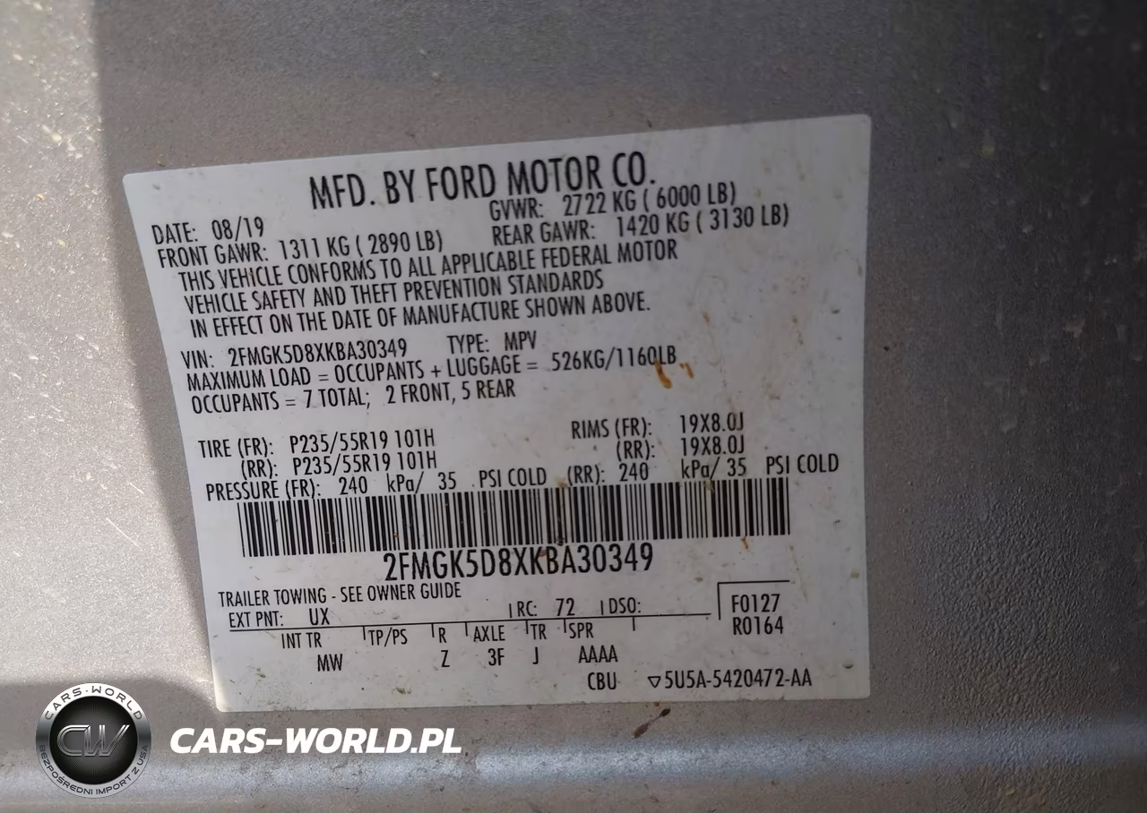 2019 Ford Flex Limited VIN:2FMGK5D8XKBA30349 - 9