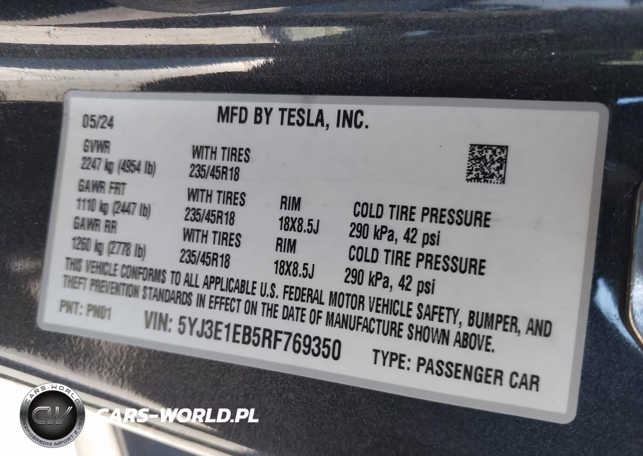 2024 Tesla Model 3 Long Range Dual Motor All-Wheel Drive VIN:5YJ3E1EB5RF769350 - 9