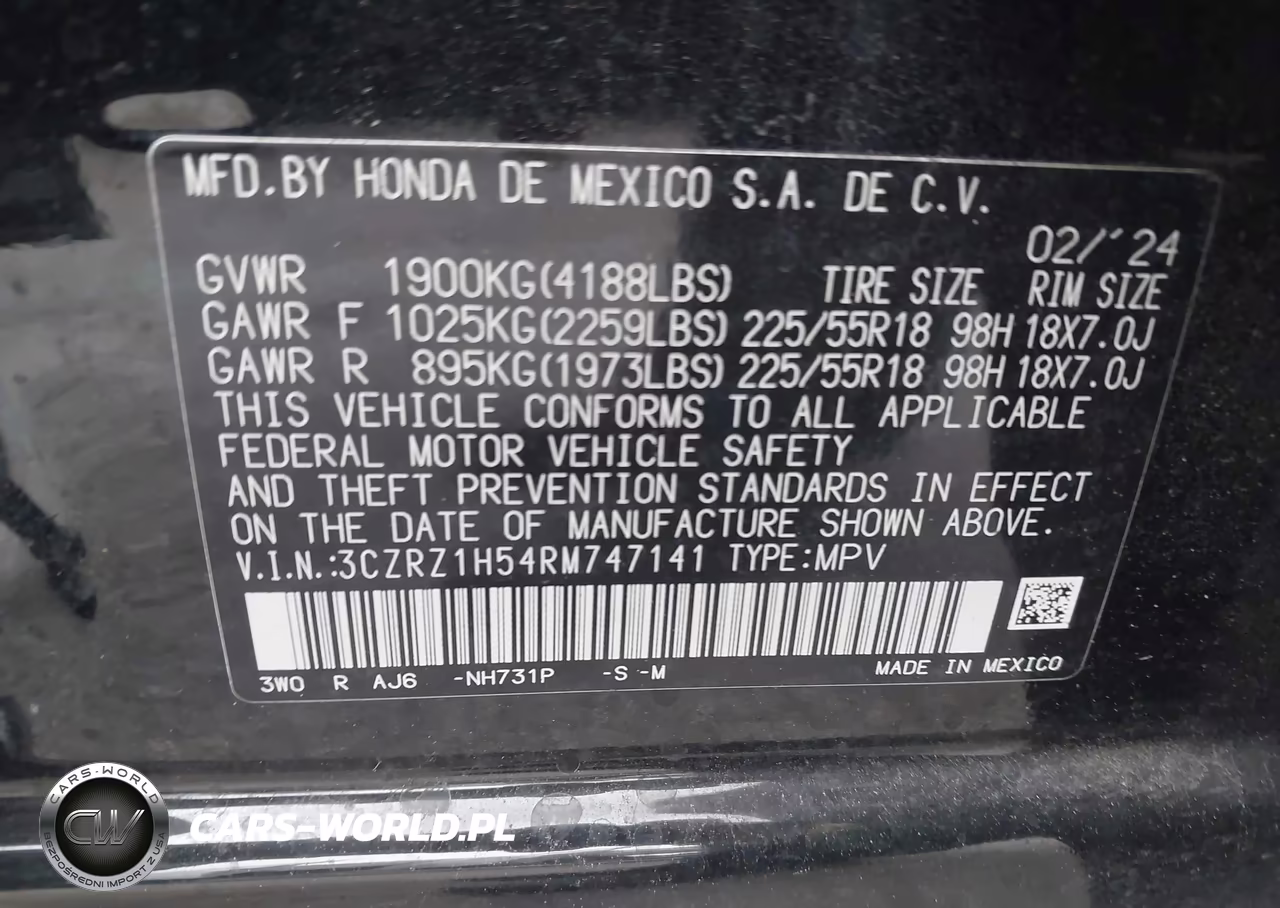 2024 Honda Hr-V 2Wd Sport-2Wd Sport W-O Bsi VIN:3CZRZ1H54RM747141 - 9