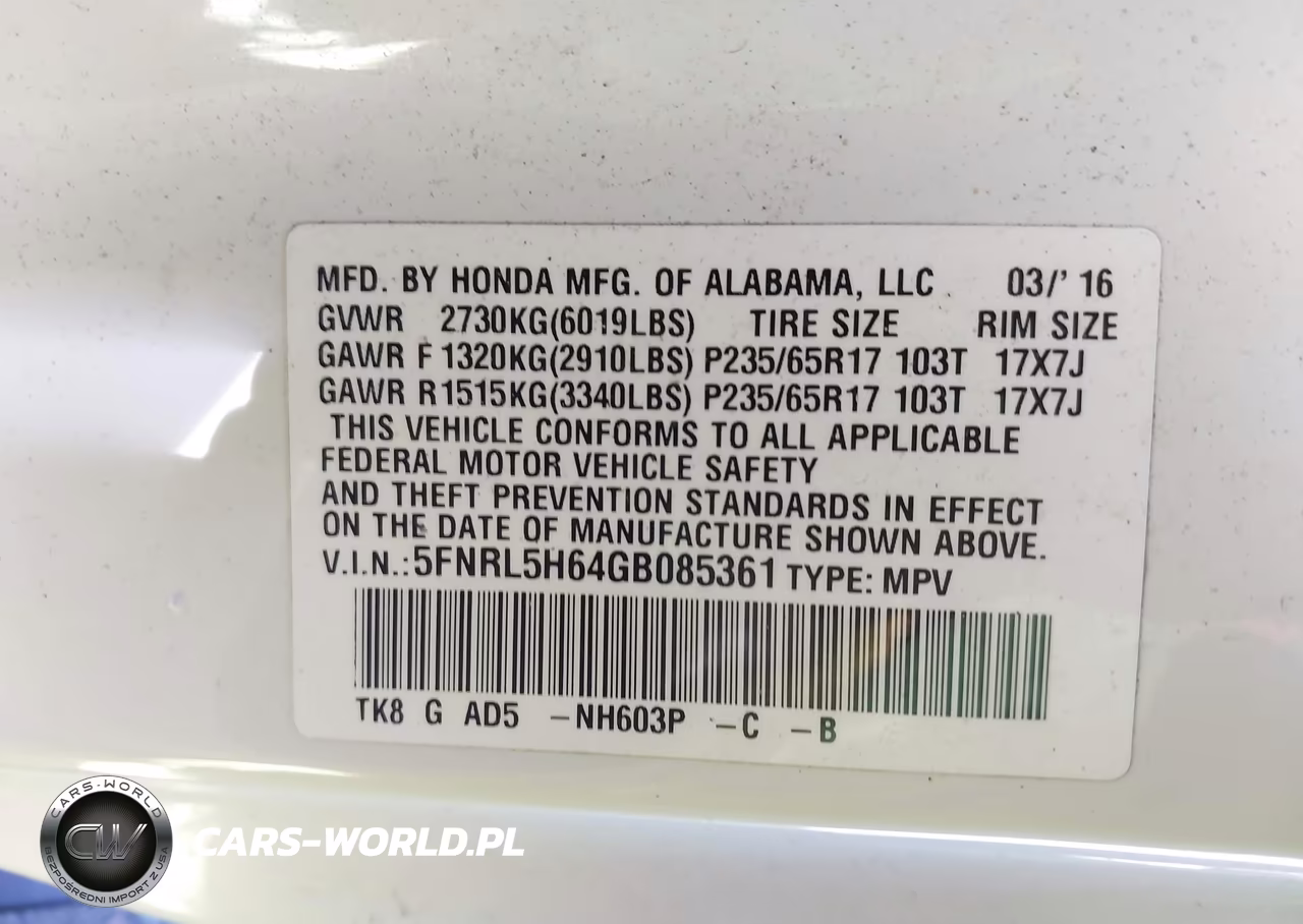2016 Honda Odyssey Ex-L VIN:5FNRL5H64GB085361 - 9