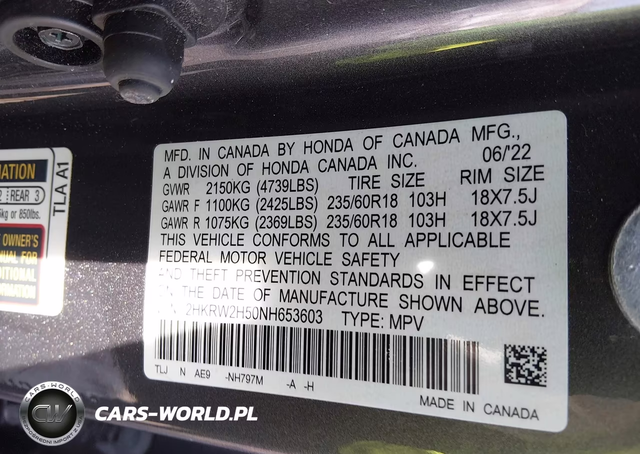 2022 Honda Cr-V Awd Ex VIN:2HKRW2H50NH653603 - 9