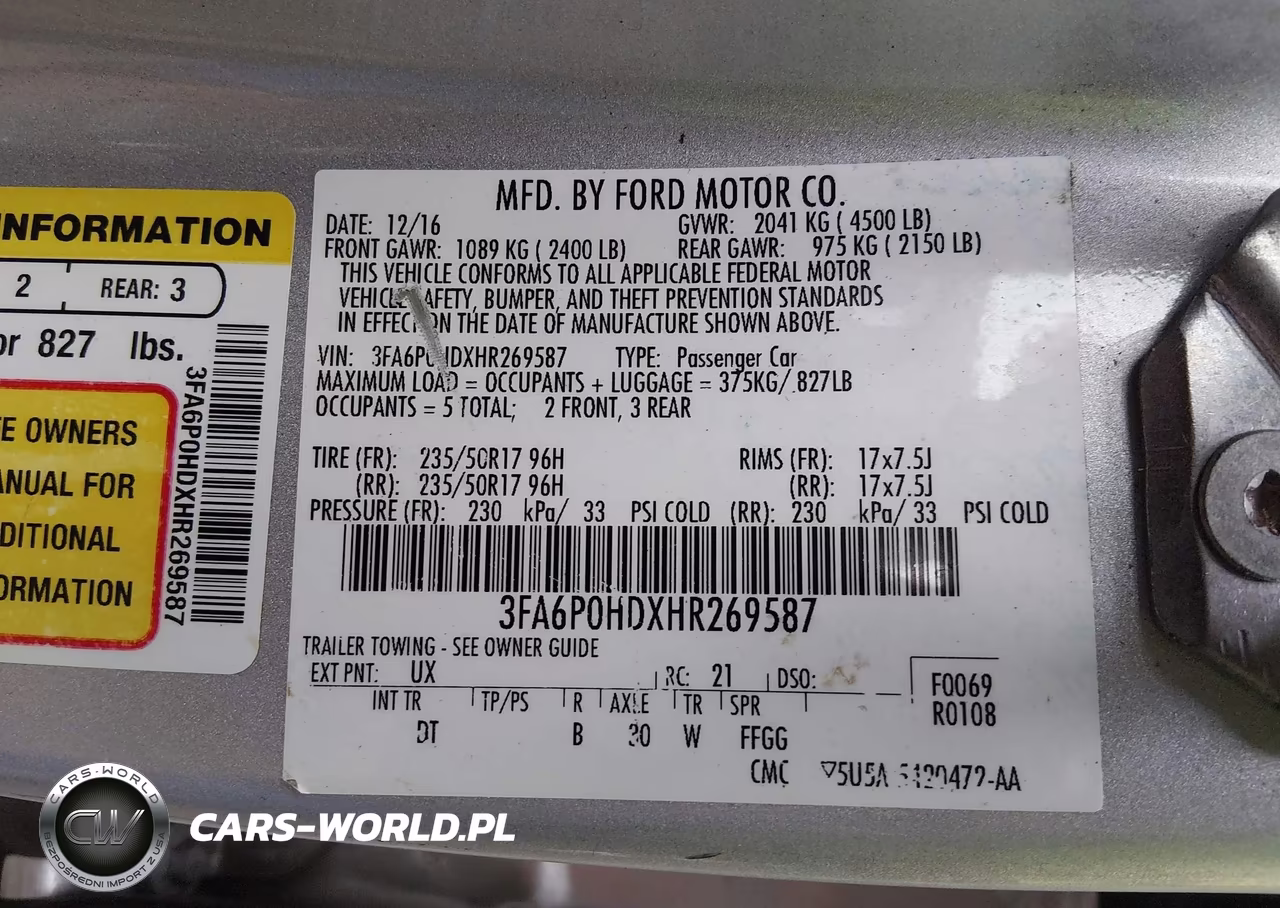 2017 Ford Fusion Se VIN:3FA6P0HDXHR269587 - 9