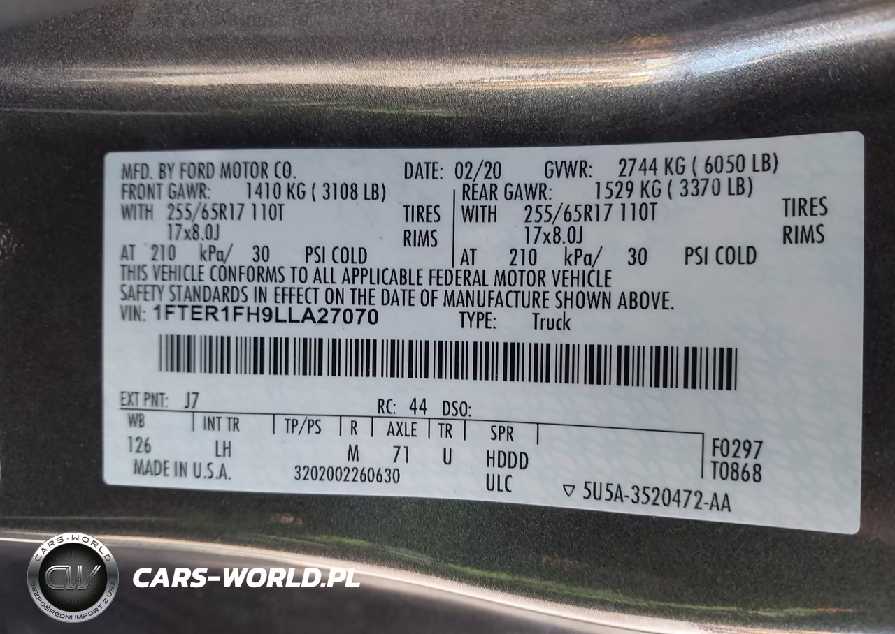 2020 Ford Ranger Xlt VIN:1FTER1FH9LLA27070 - 9
