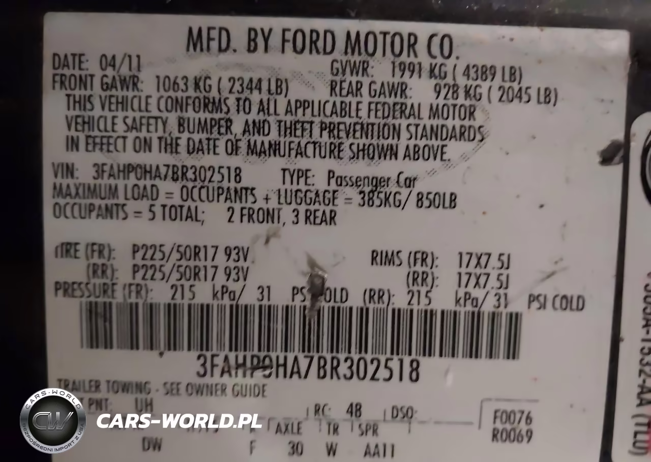 2011 Ford Fusion Se VIN:3FAHP0HA7BR302518 - 9