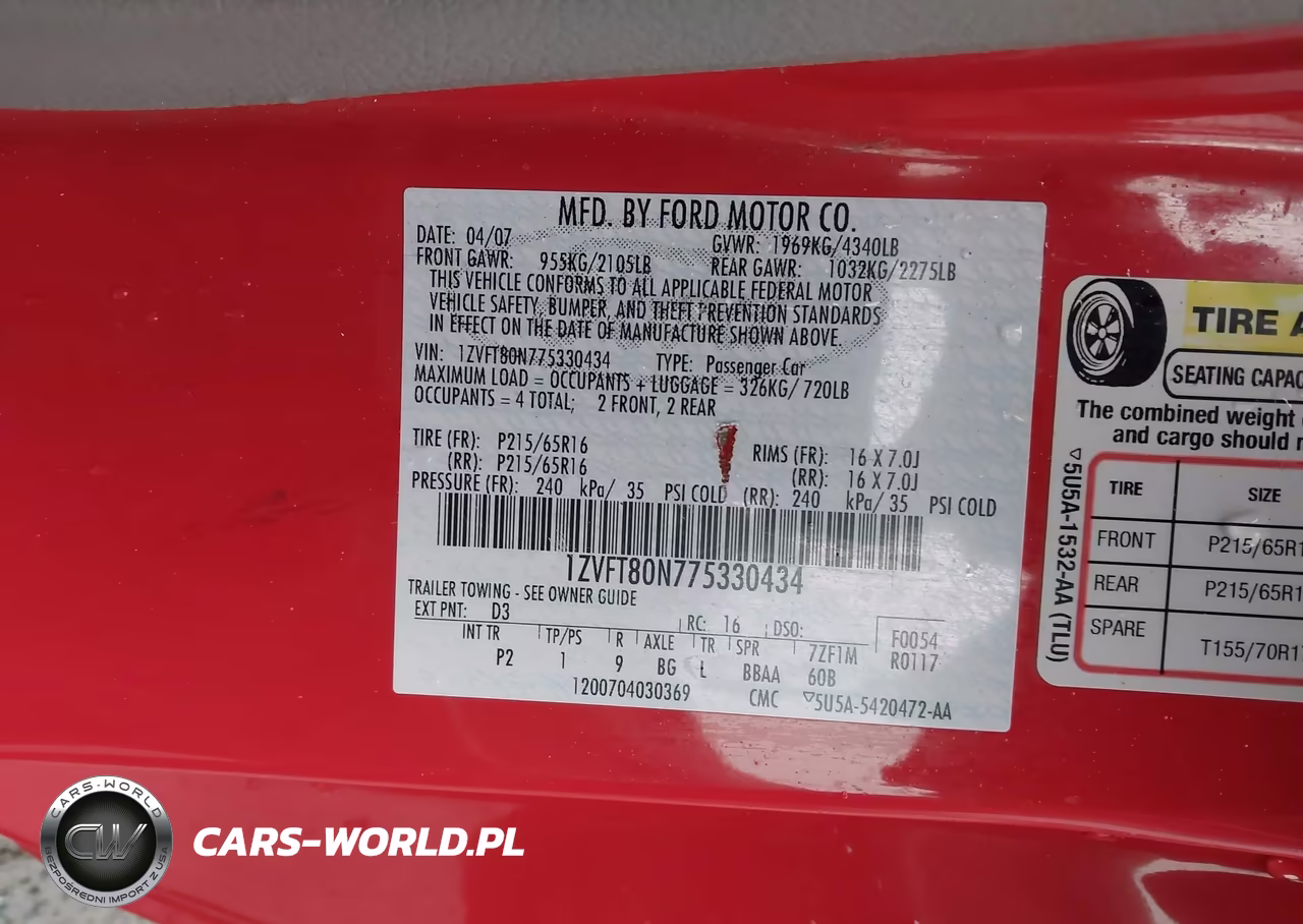 2007 Ford Mustang V6 Deluxe-V6 Premium VIN:1ZVFT80N775330434 - 9