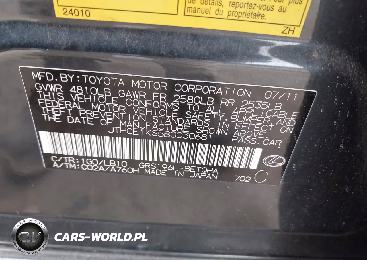2011 Lexus Gs 350 VIN:JTHCE1KS5B0030681 - 9