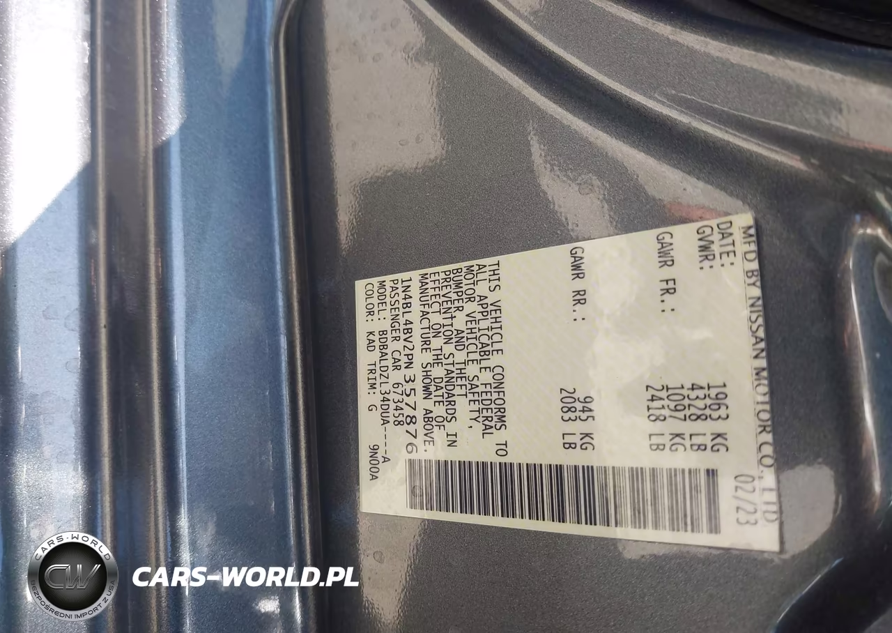 2023 Nissan Altima S Fwd VIN:1N4BL4BV2PN357876 - 9