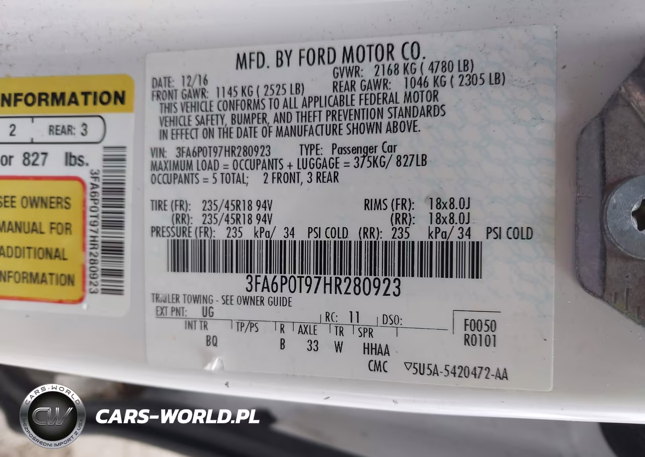 2017 Ford Fusion Se VIN:3FA6P0T97HR280923 - 9