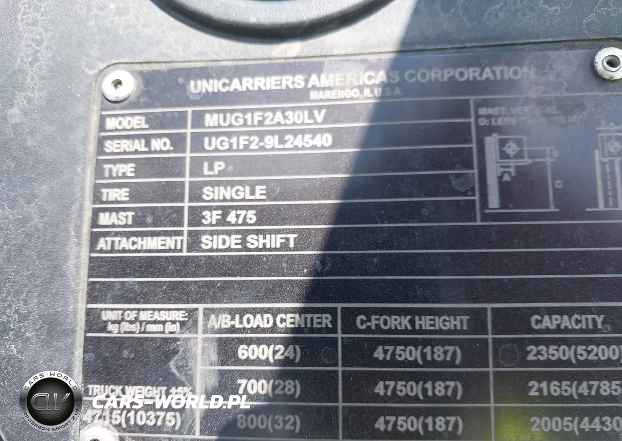 2021 Unicarriers Mug1F2A30Lv VIN:UG1F2-9L24540 - 9