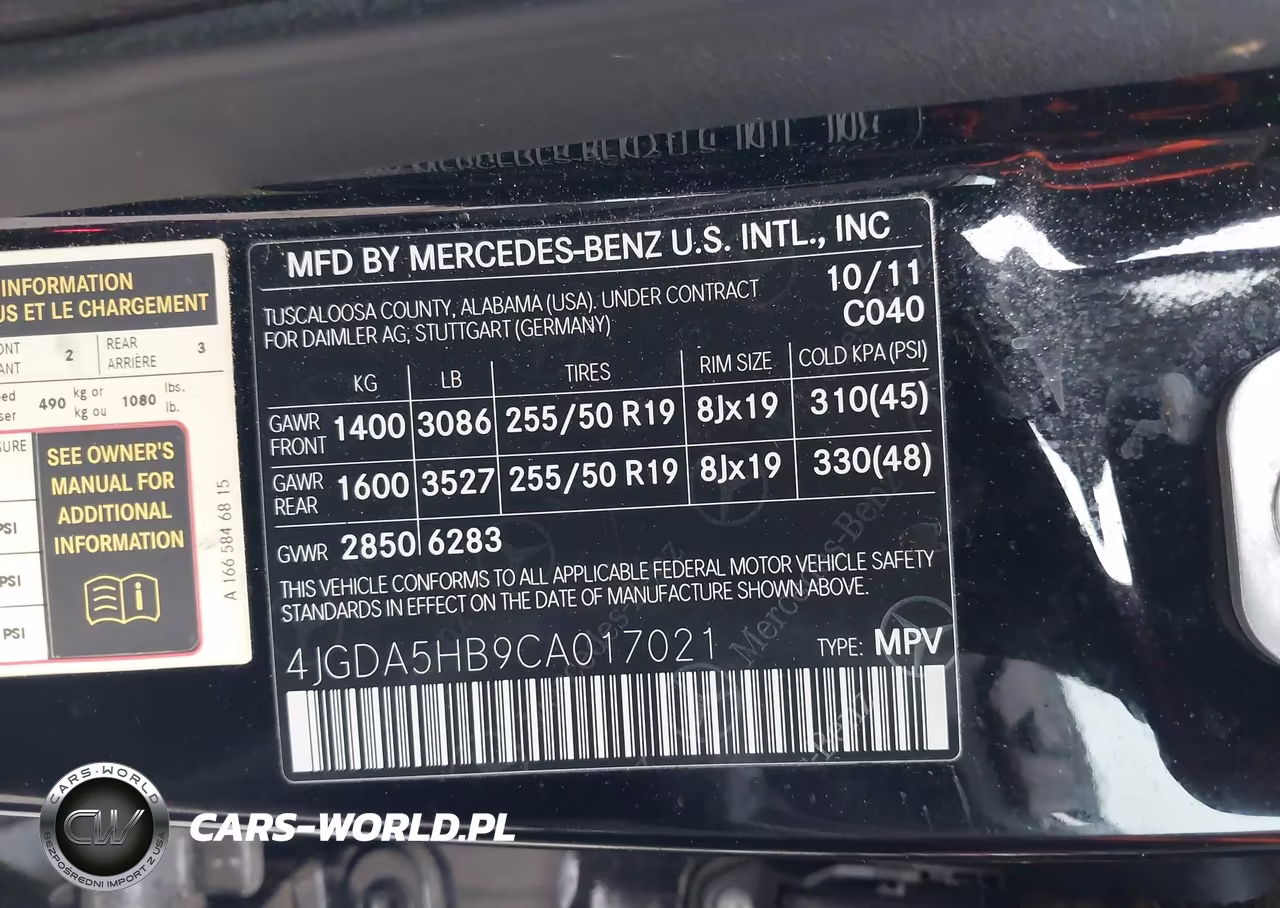 2012 Mercedes-Benz Ml 350 4Matic VIN:4JGDA5HB9CA017021 - 9
